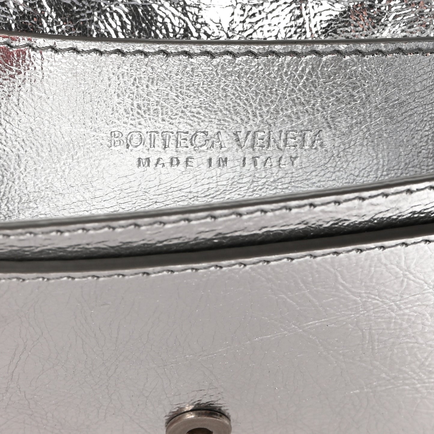 Metallic Calfskin Intreccio Plisse Card Case Silver