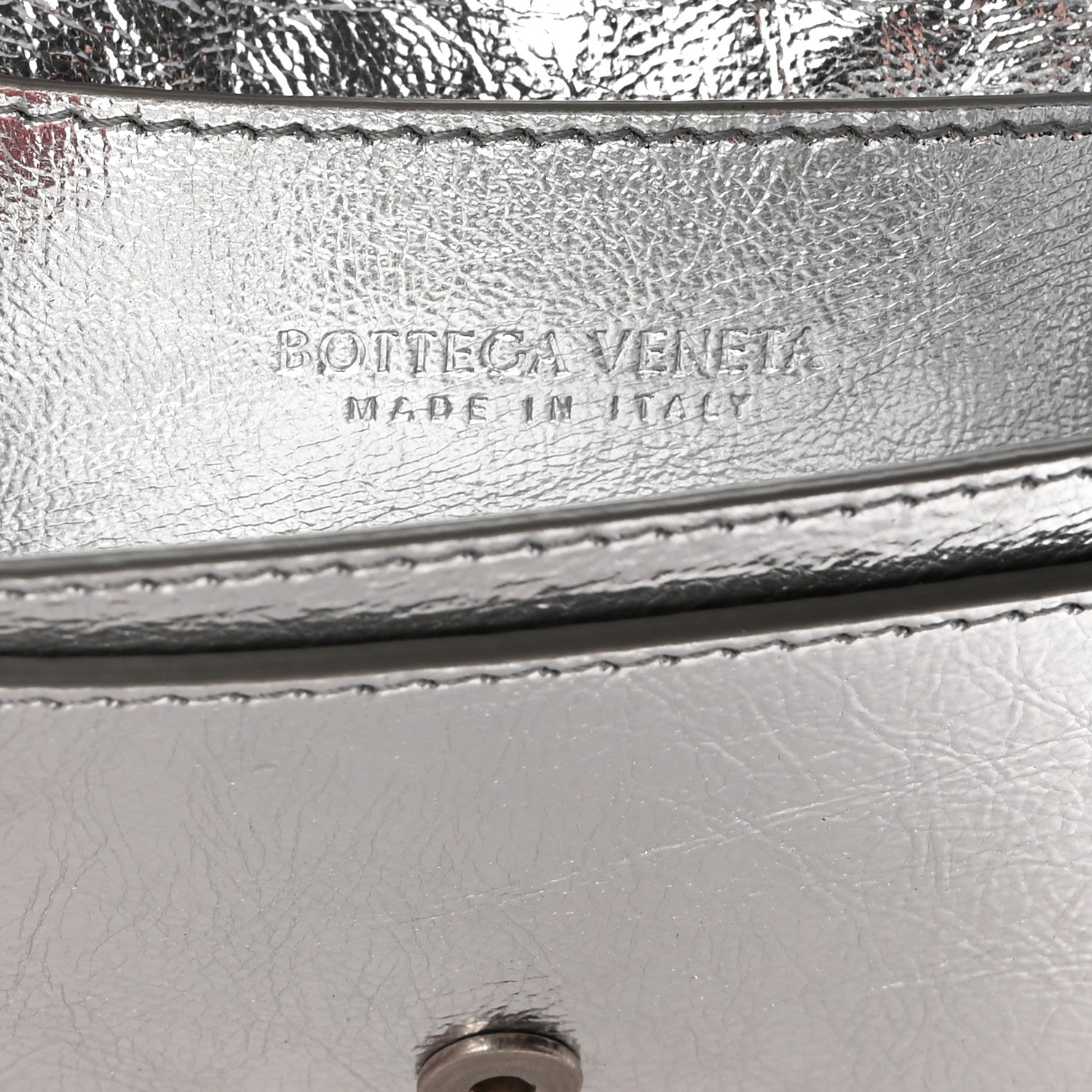 Bottega Veneta Metallic Calfskin Intreccio Plisse Card Case Silver 6 of 6