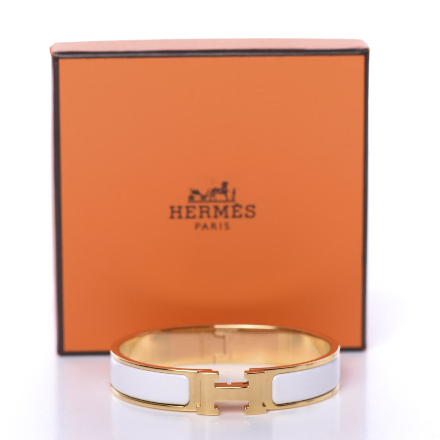 Enamel Narrow Clic Clac H Bracelet GM White