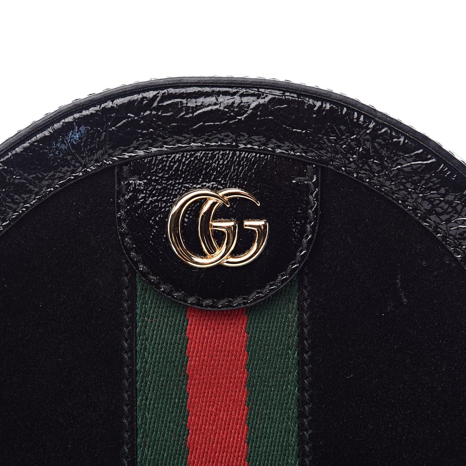 Gucci Suede Patent Web Mini Ophidia Round Shoulder Bag Black 10 of 12