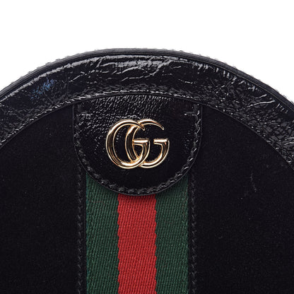 Gucci Suede Patent Web Mini Ophidia Round Shoulder Bag Black 10 of 12