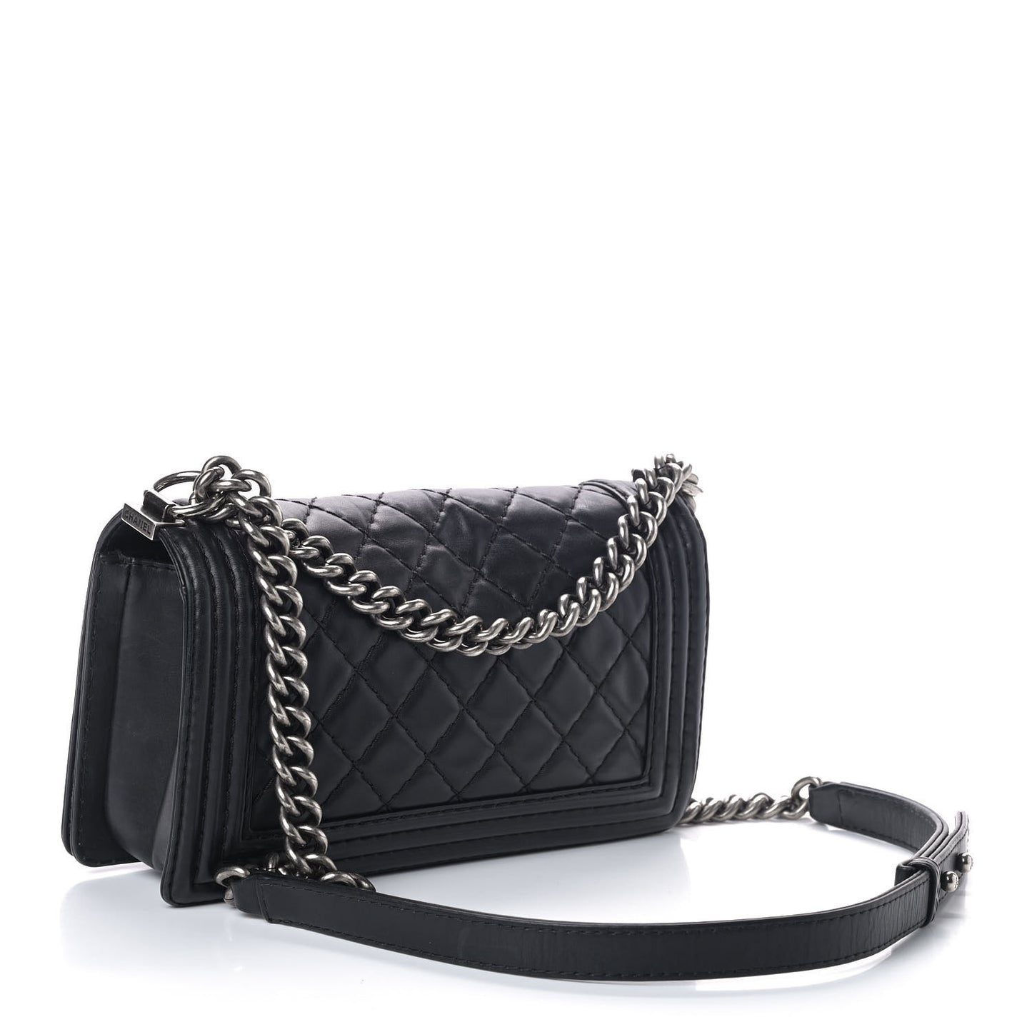 Calfskin Quilted Medium Boy Flap Black