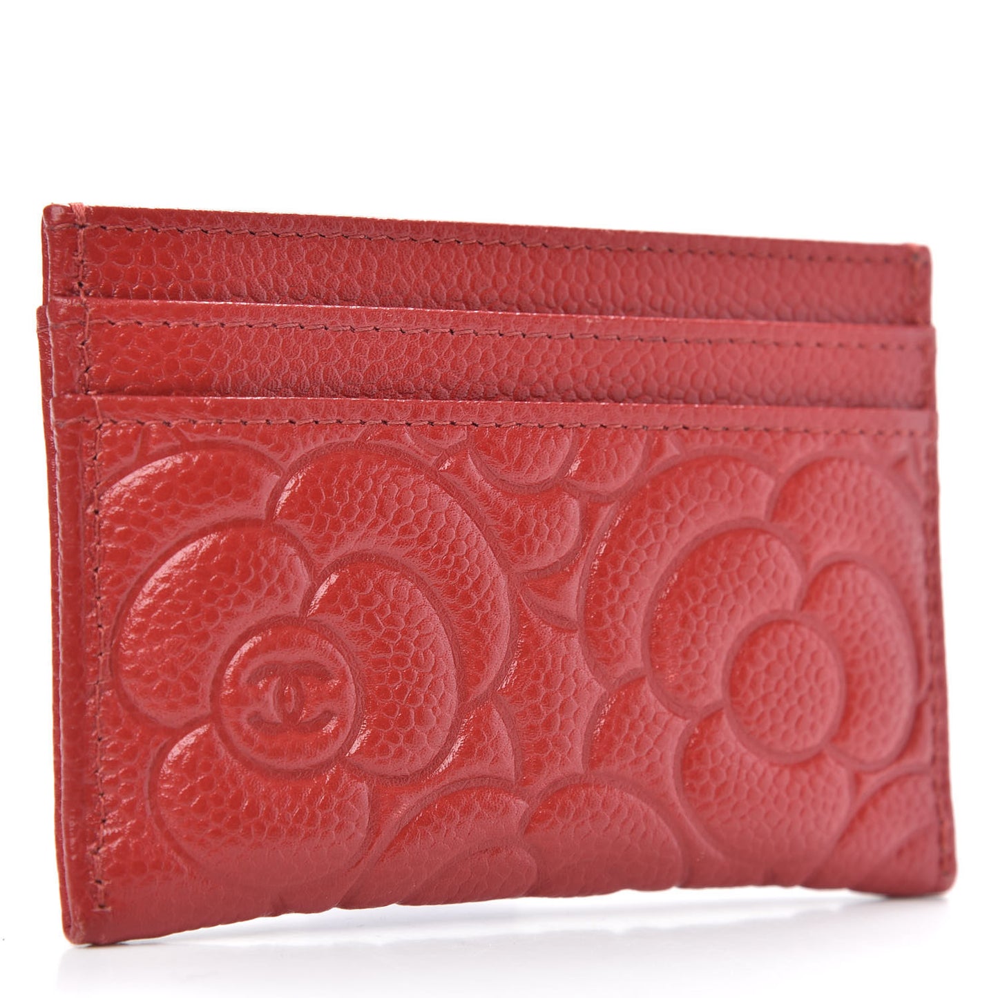 Caviar Camellia Embossed Card Holder Red