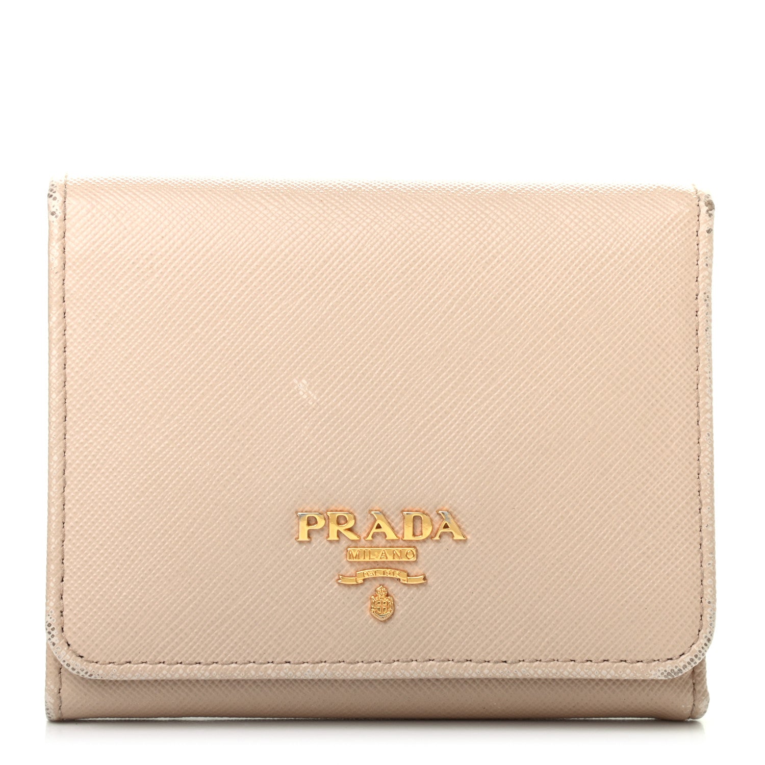 Prada Saffiano Metal Tri-Fold Wallet Cipria 1 of 11
