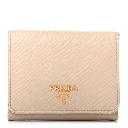 Prada Saffiano Metal Tri-Fold Wallet Cipria 1 of 11