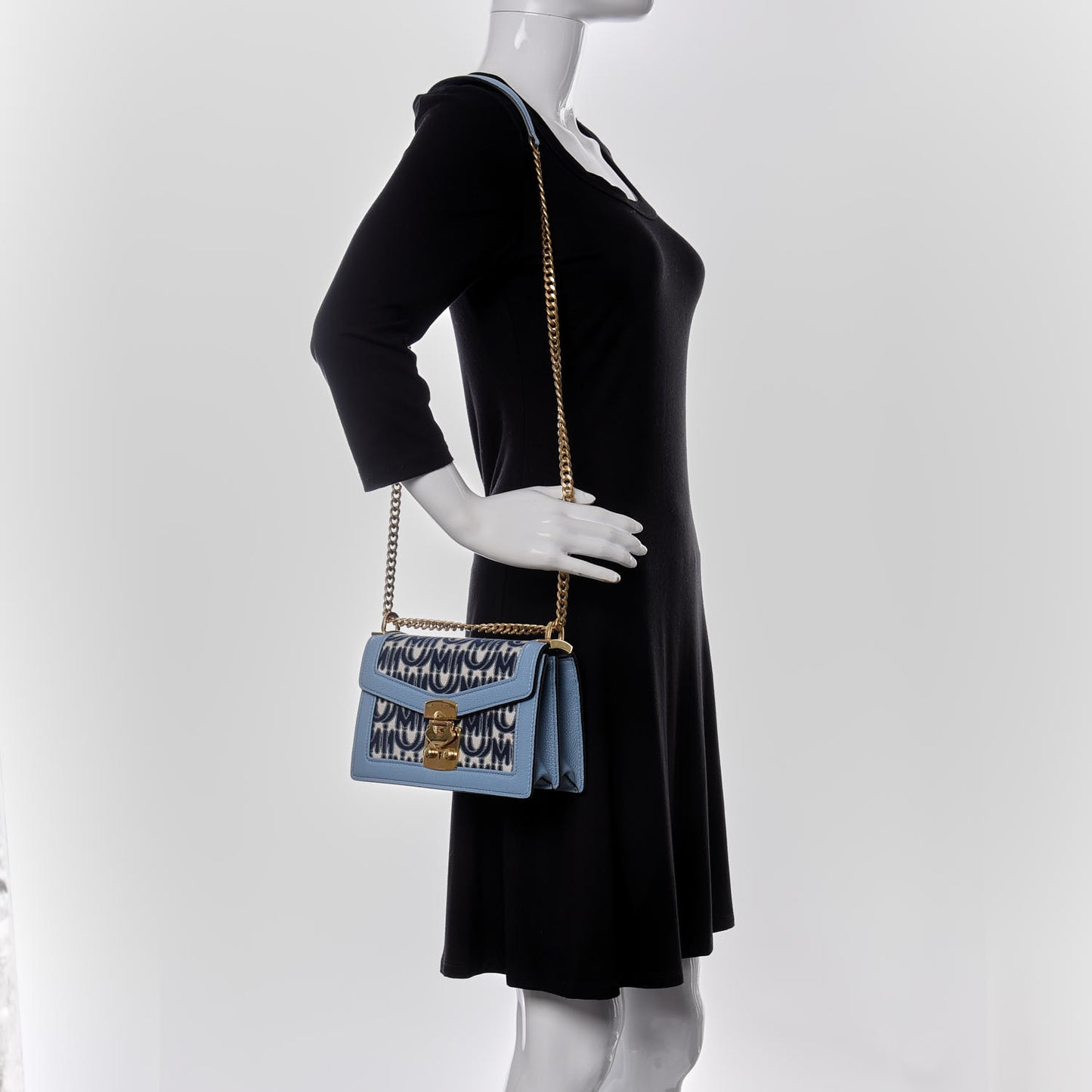 Jacquard Madras Confidential Logo Shoulder Bag Blue