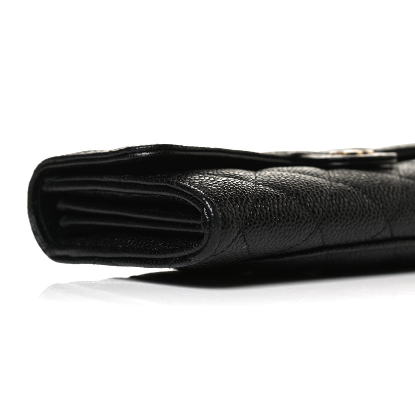 Caviar Quilted Large Gusset Flap Wallet Black
