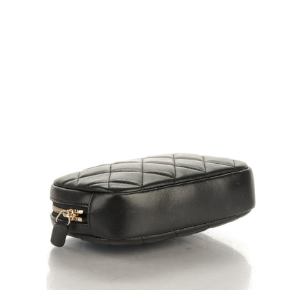 Chanel Lambskin Quilted Small Curvy Pouch Cosmetic Case Black 4 of 7