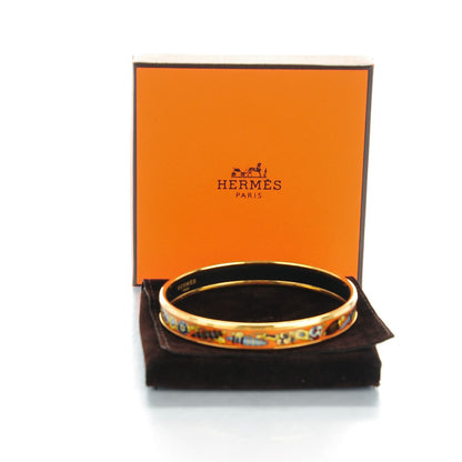 Hermes Enamel Printed Narrow Qu' Importe Le Falcon Bracelet 70 5 of 5