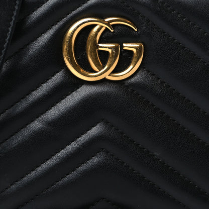 Gucci Calfskin Matelasse Mini GG Marmont Chain Shoulder Bag Black 9 of 11