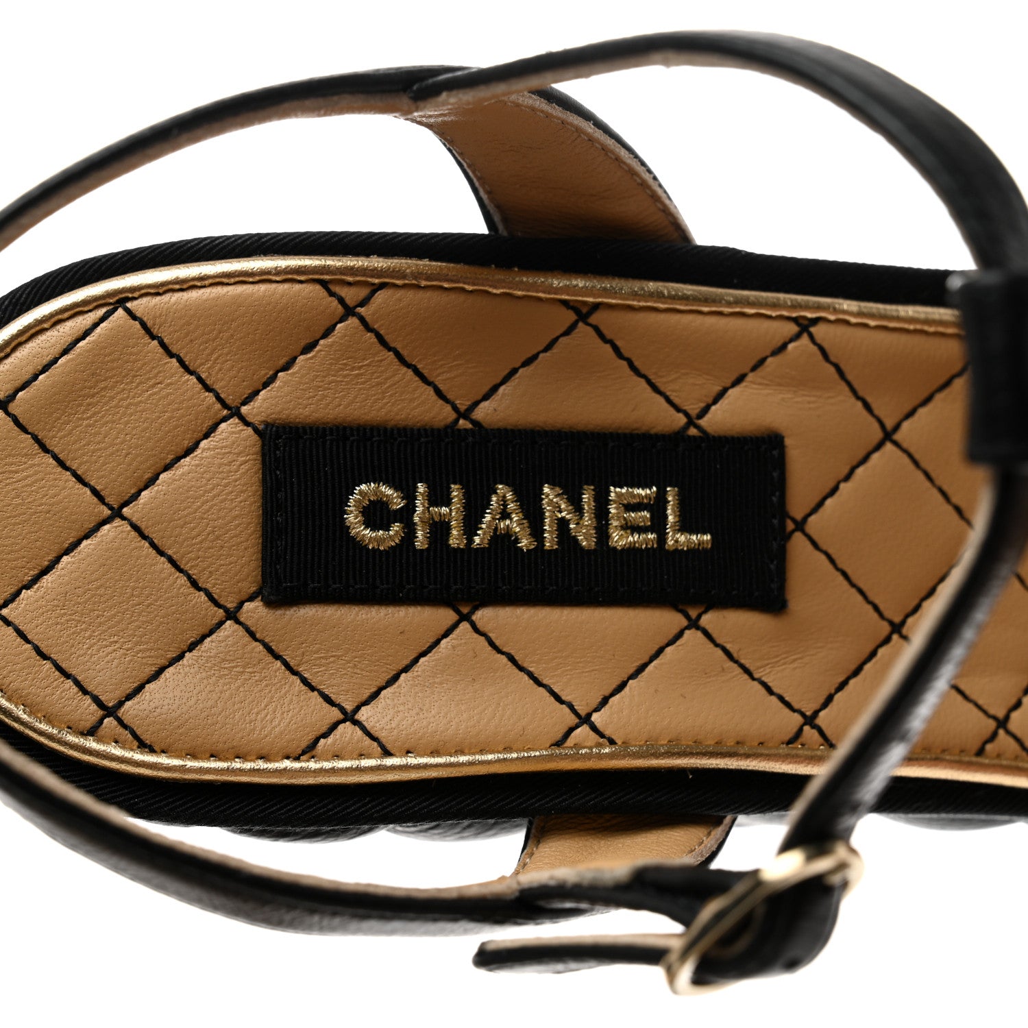 Chanel Grained Calfskin Quilted Wedge Sandals 37.5 Black 7 of 9