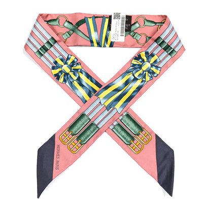 Hermes Silk Jumping Twilly Vieux Rose Petrole 1 of 4