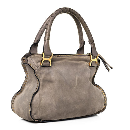 Chloe Suede Calfskin Braided Medium Marcie Satchel Motty Grey 3 of 13