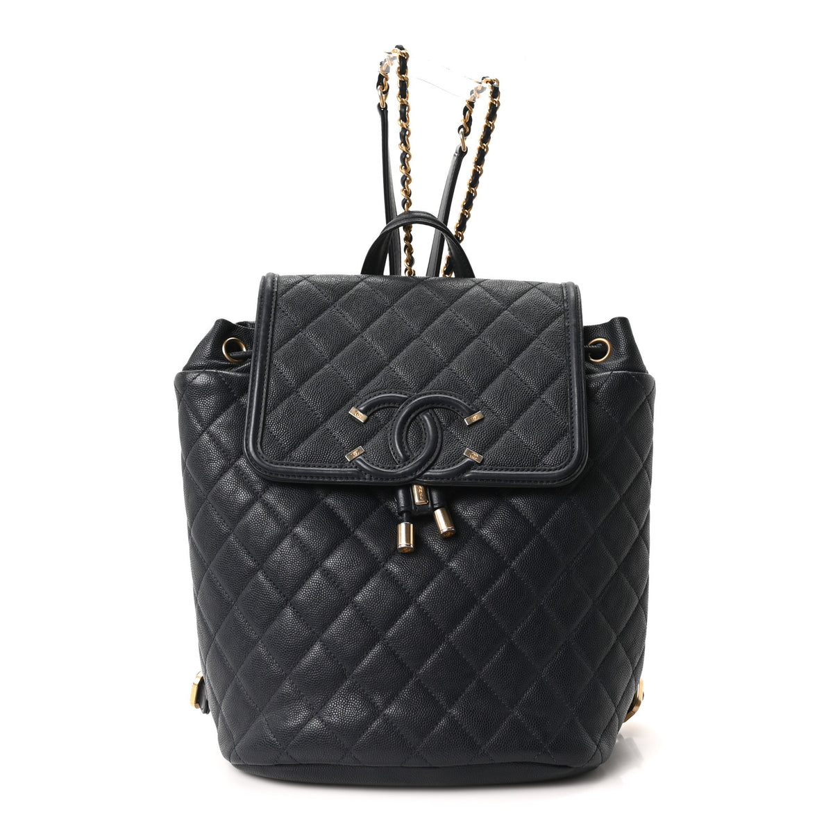 Caviar Quilted Small Filigree Backpack Navy