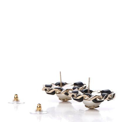 Chanel Pearl Lambskin Chain Around CC Earrings Gold 4 of 5