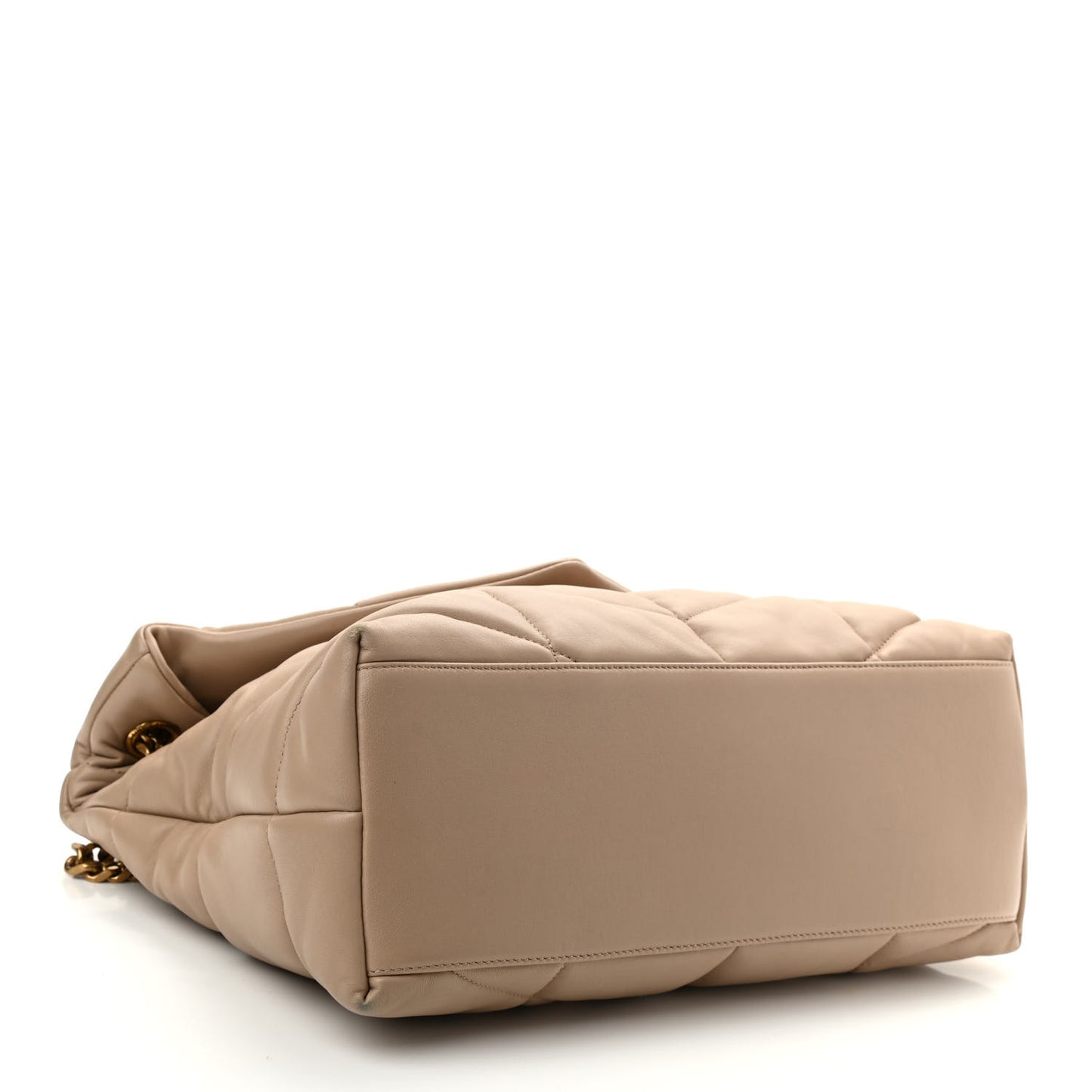 Lambskin Quilted Medium Loulou Puffer Monogram Chain Satchel Dark Beige