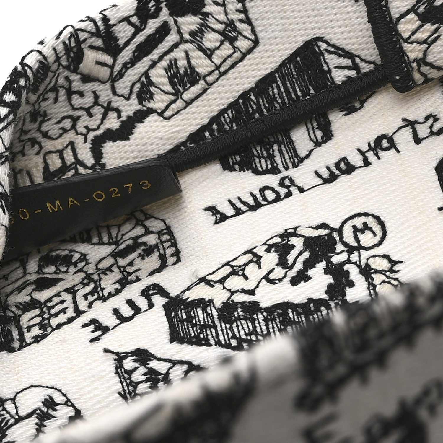 Christian Dior Canvas Embroidered Medium Plan De Paris Book Tote White Black 7 of 10