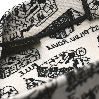 Christian Dior Canvas Embroidered Medium Plan De Paris Book Tote White Black 7 of 10