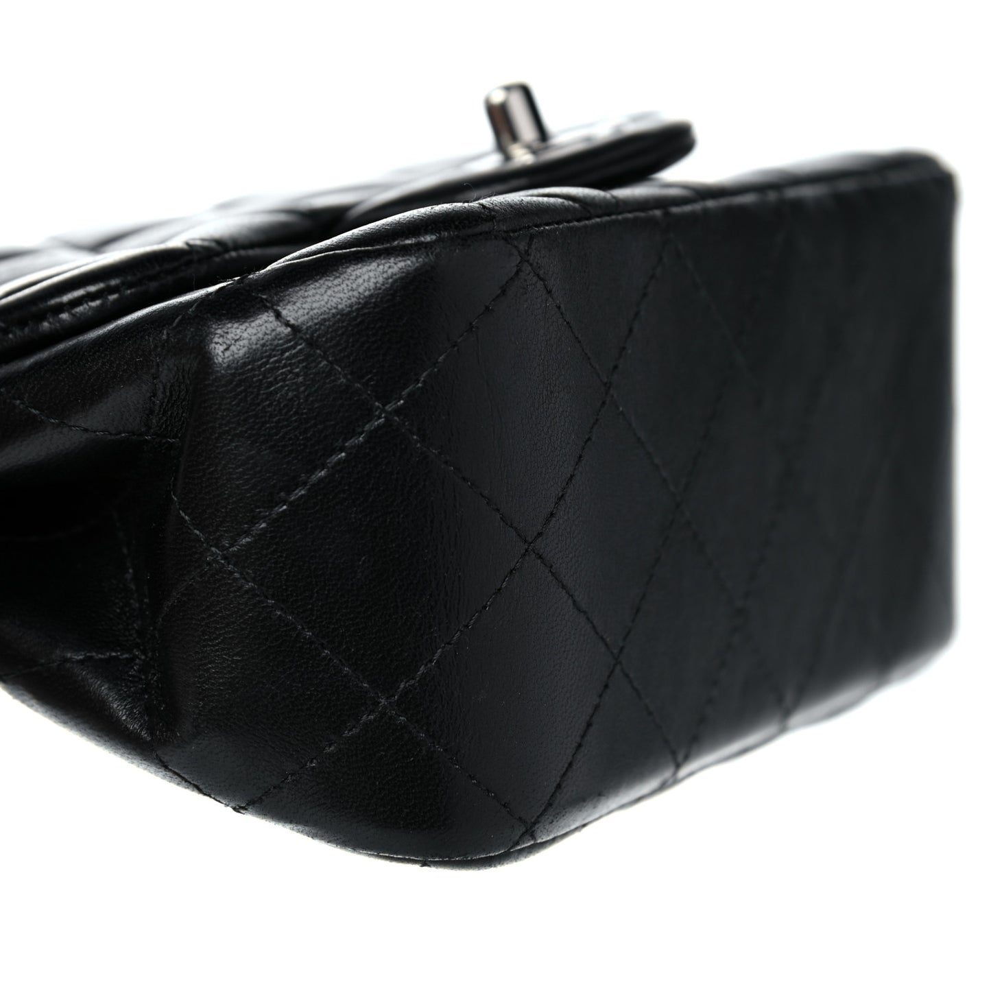 Lambskin Quilted Mini Square Flap Black