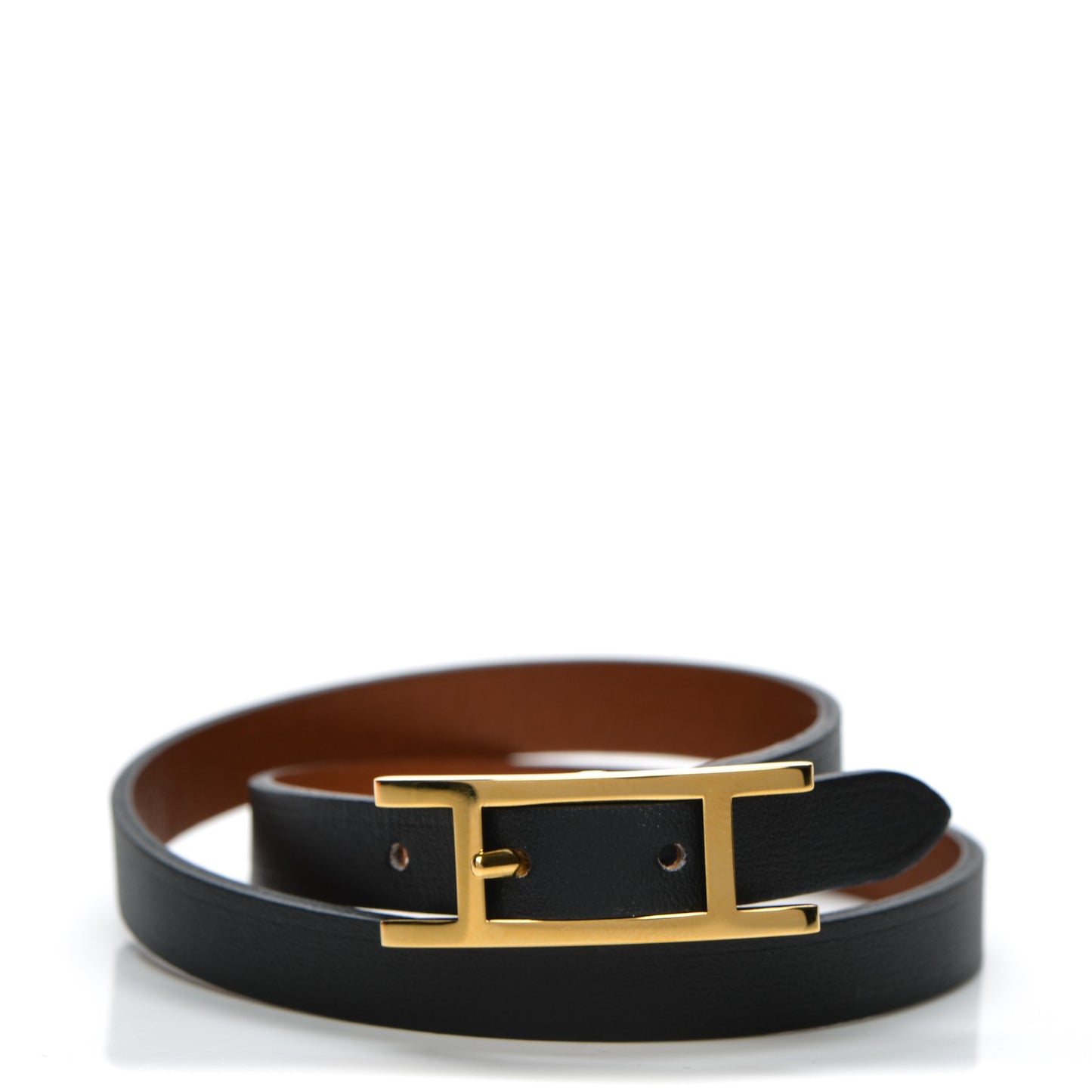 Chamonix Tadelakt Behapi Double Tour Reversible Bracelet Small Black Fauve