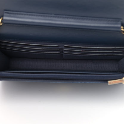 Chanel Denim Printed Wallet On Chain WOC Dark Blue 4 of 11