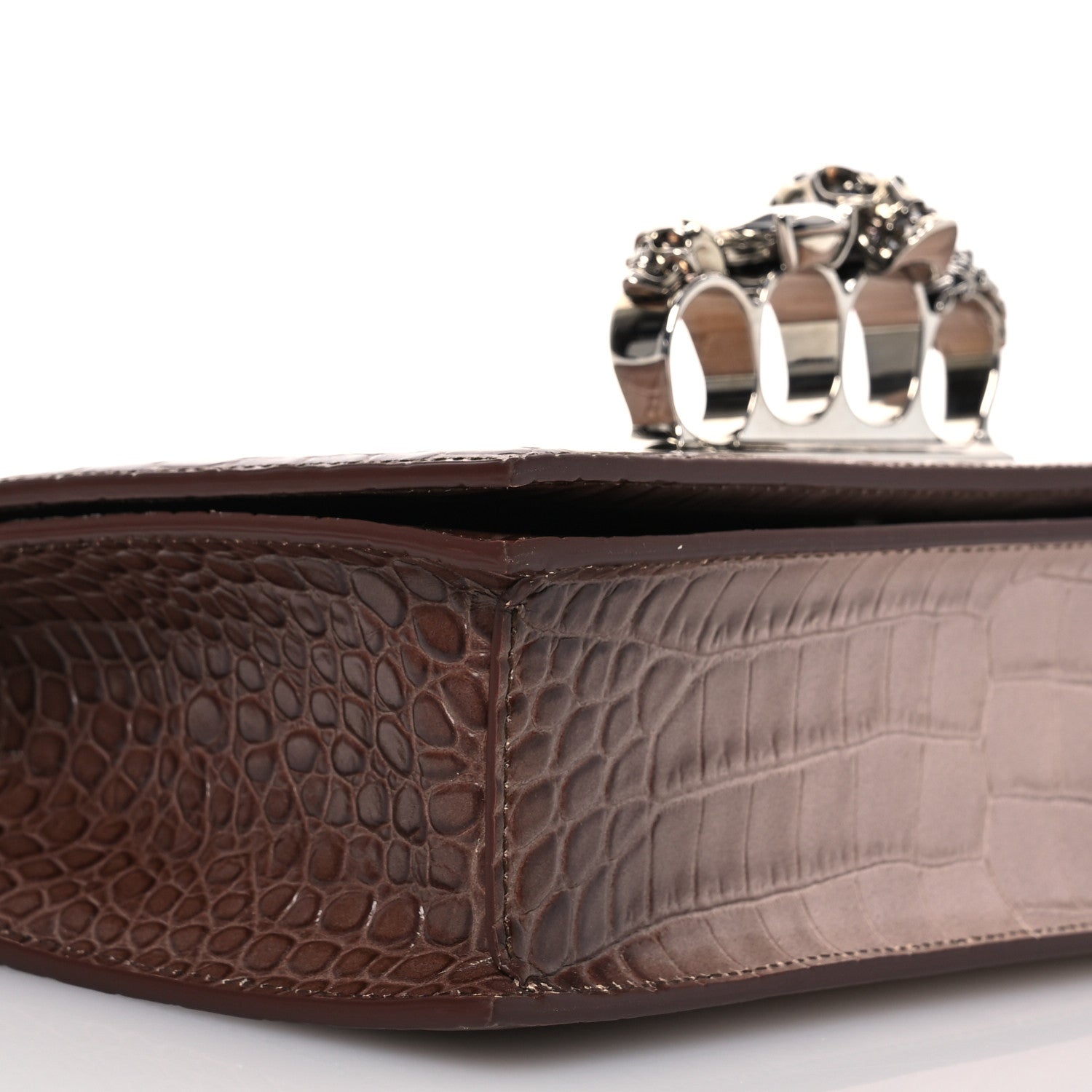 Alexander McQueen Himalayan Crocodile Embossed Jeweled Satchel Light Pink 11 of 16