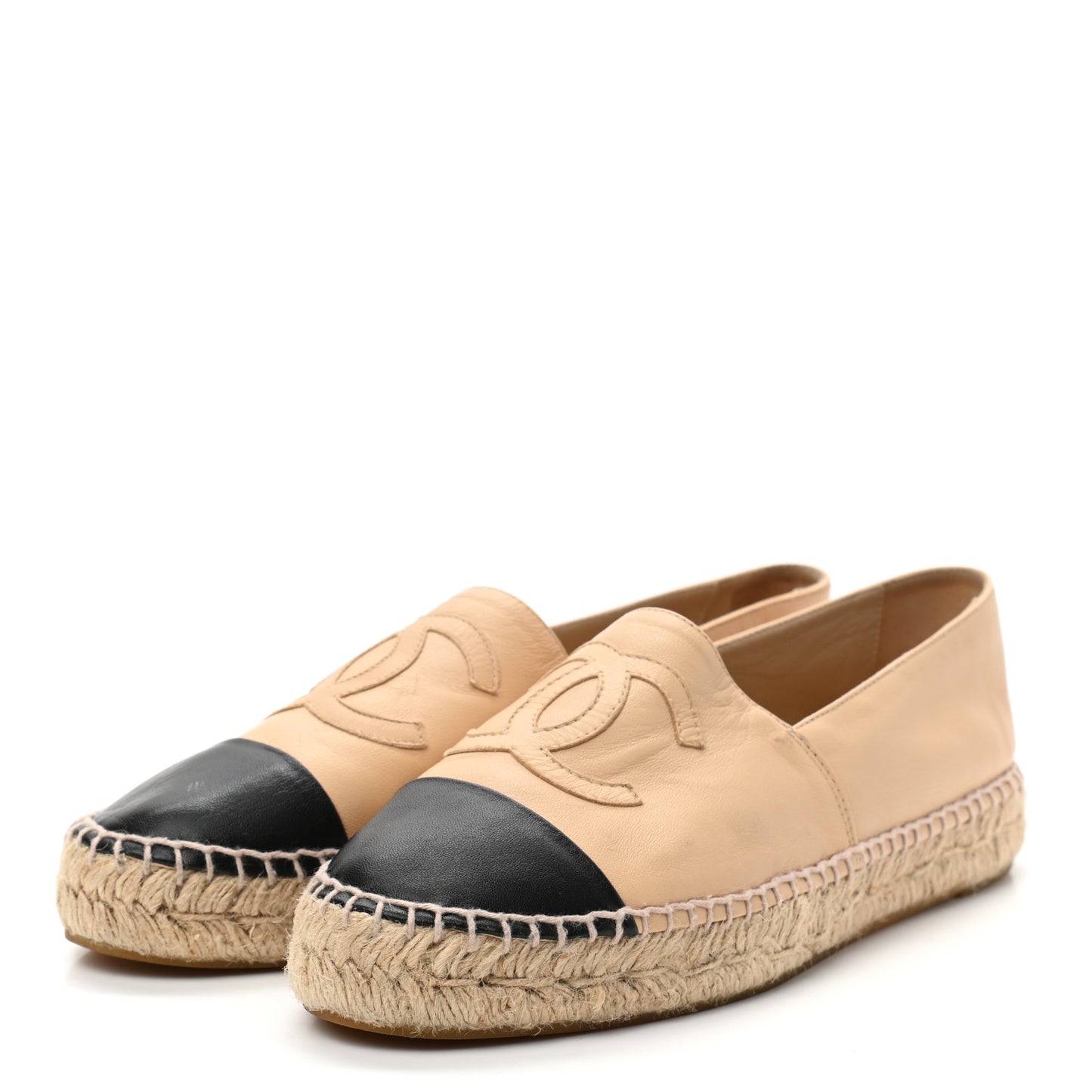 Lambskin CC Espadrilles 40 Beige Black