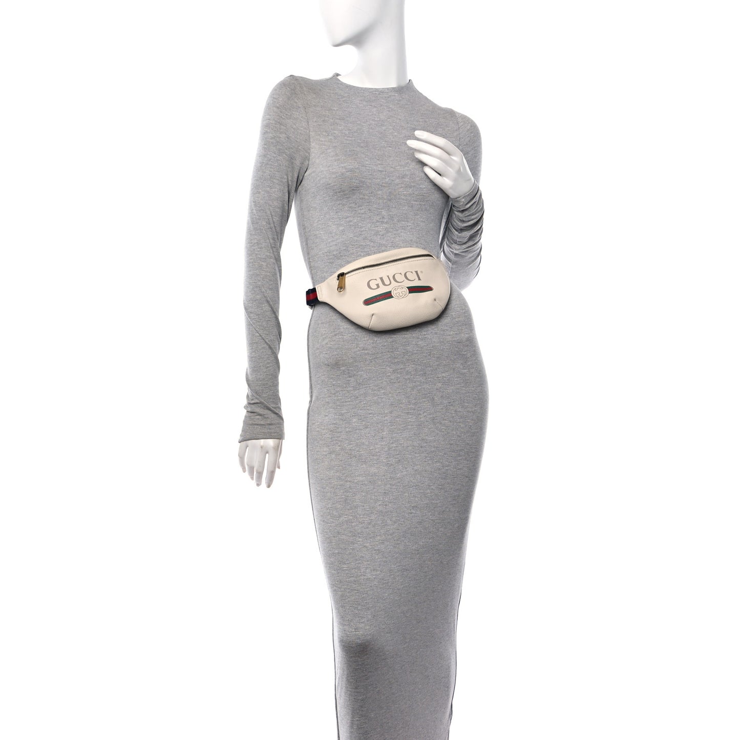 Grained Calfskin Small Logo Belt Bag White