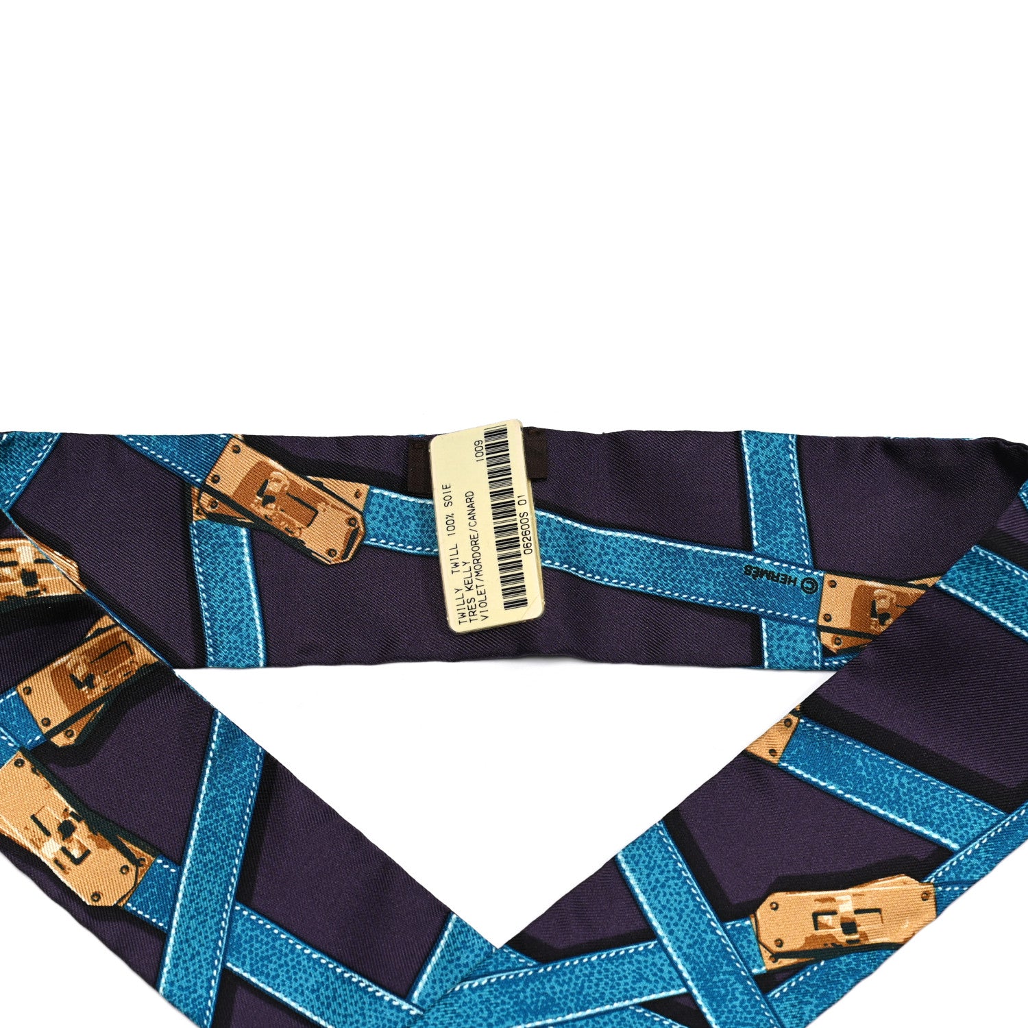 Hermes Silk Tres Kelly Twilly Violet Modore Canard 4 of 4