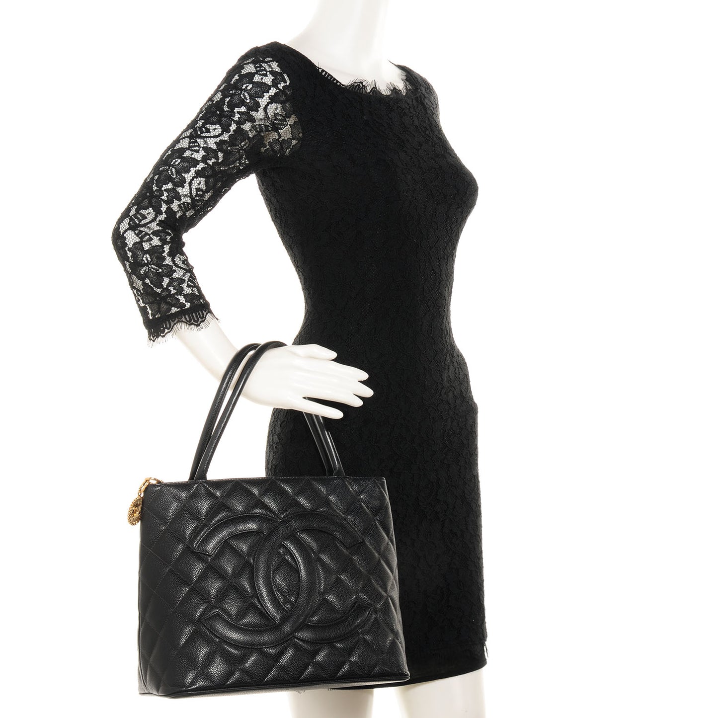 Caviar Medallion Tote Black