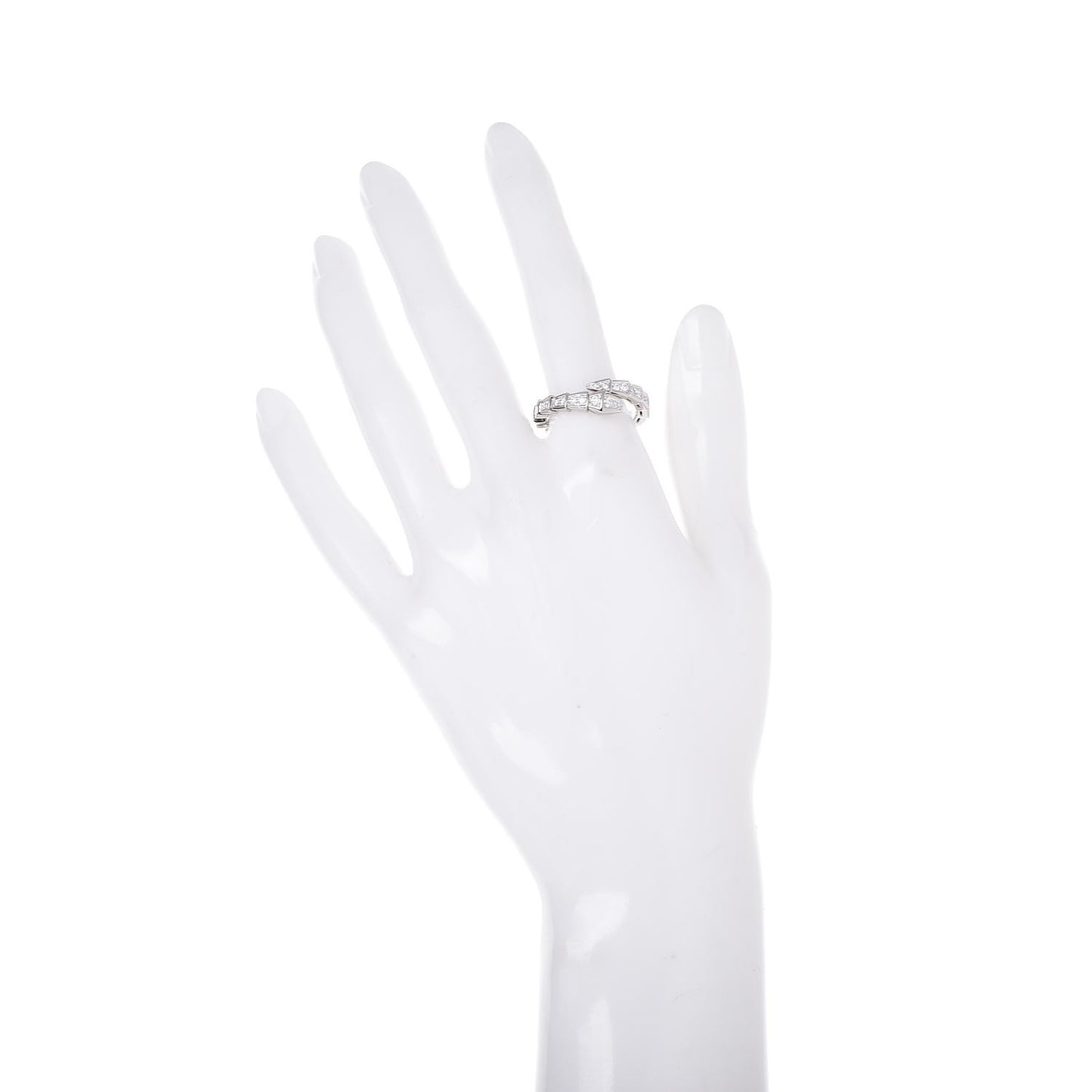 18K White Gold Diamond Serpenti Viper Pave Ring L
