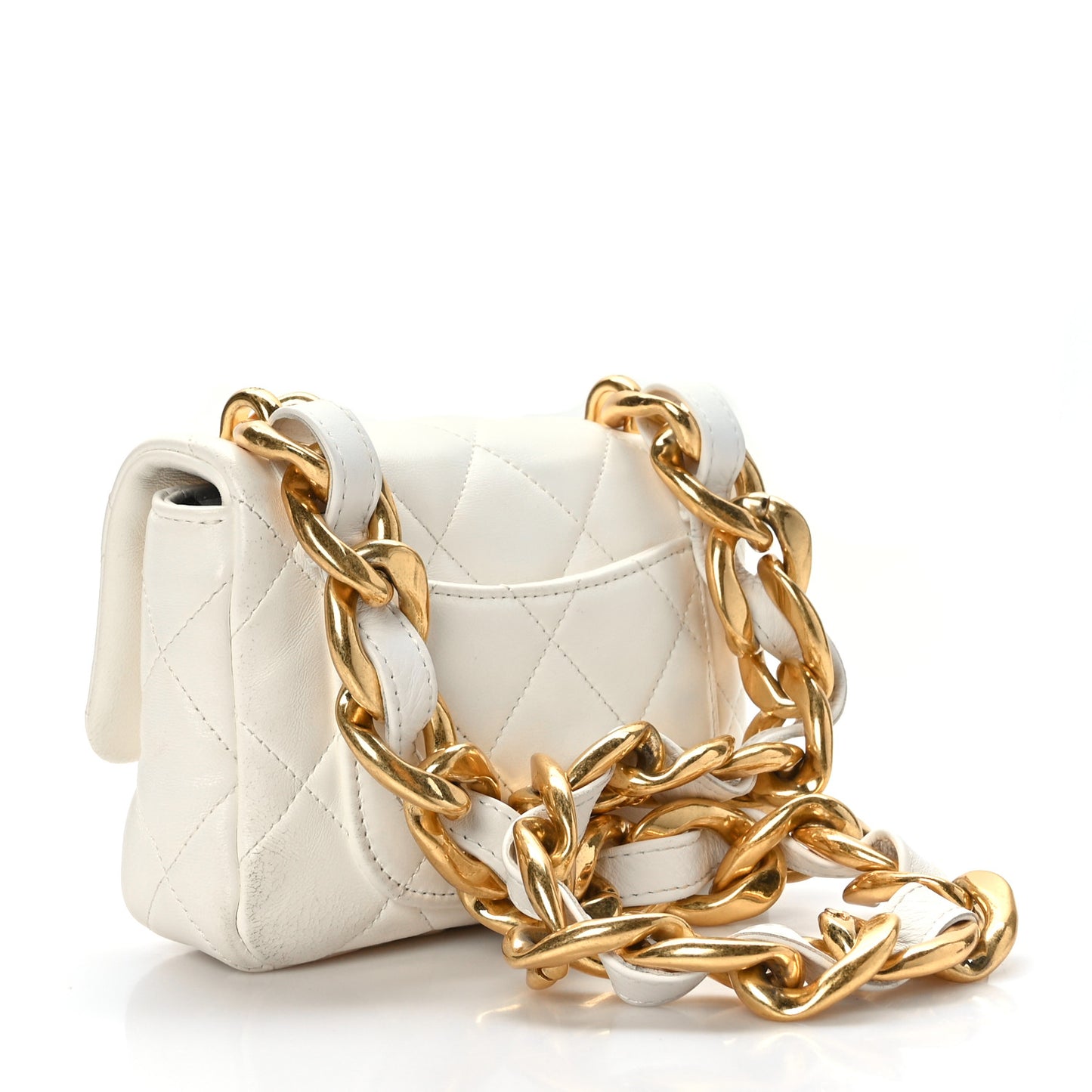 Lambskin Quilted Mini Funky Town Flap White