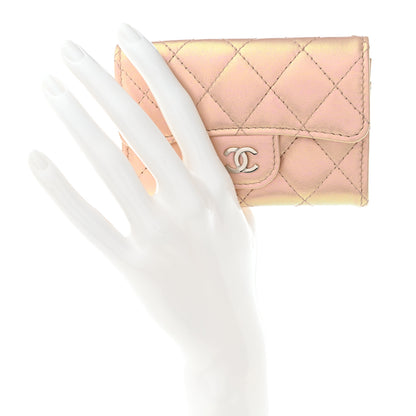 Chanel Iridescent Calfskin Quilted Flap Card Holder Wallet Pink 2 of 8