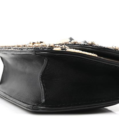 Valentino Garavani Vitello Beaded Mini Glam Lock Rockstud Flap Black Ivory Green 9 of 10