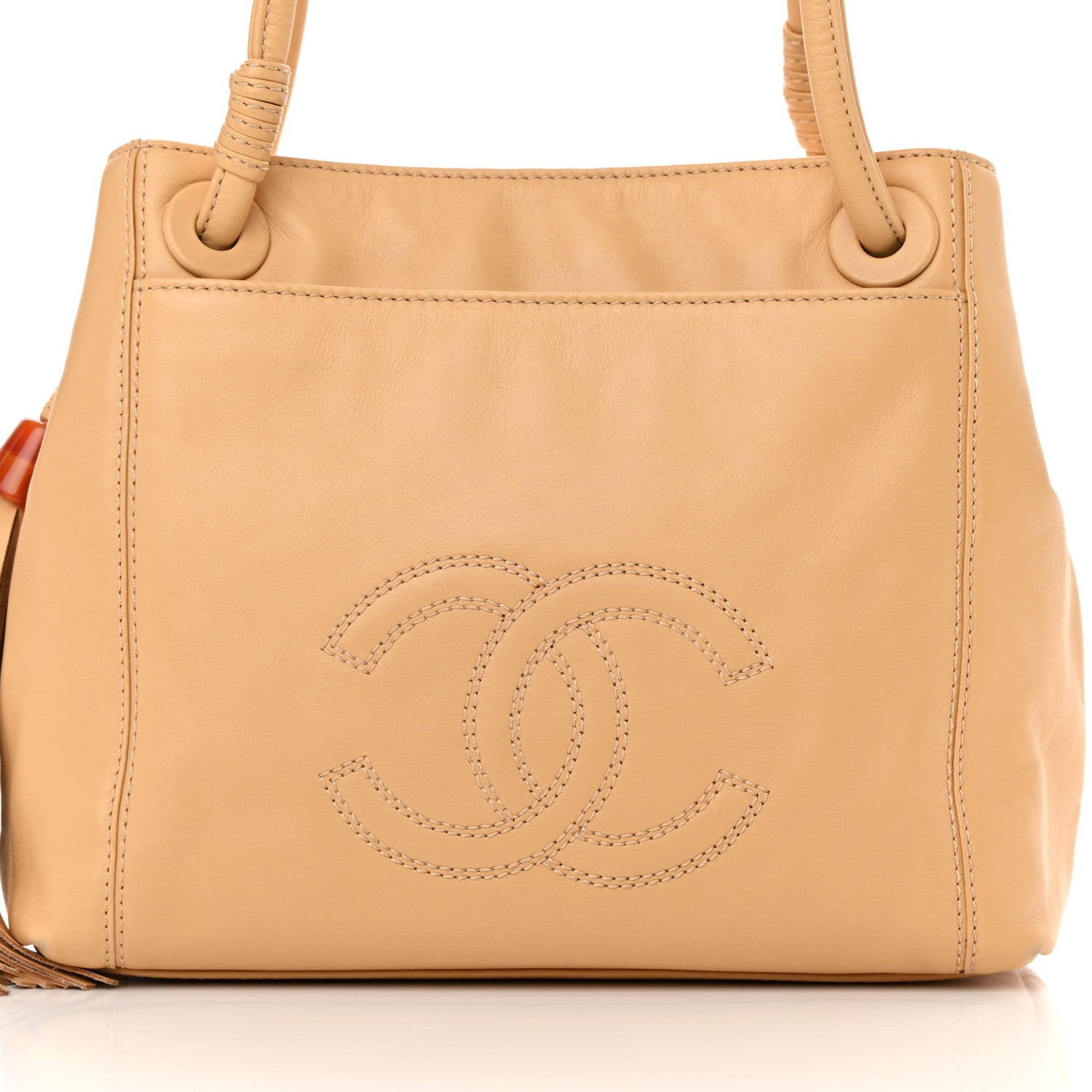 Chanel Lambskin CC Tassel Shoulder Bag Beige 8 of 18