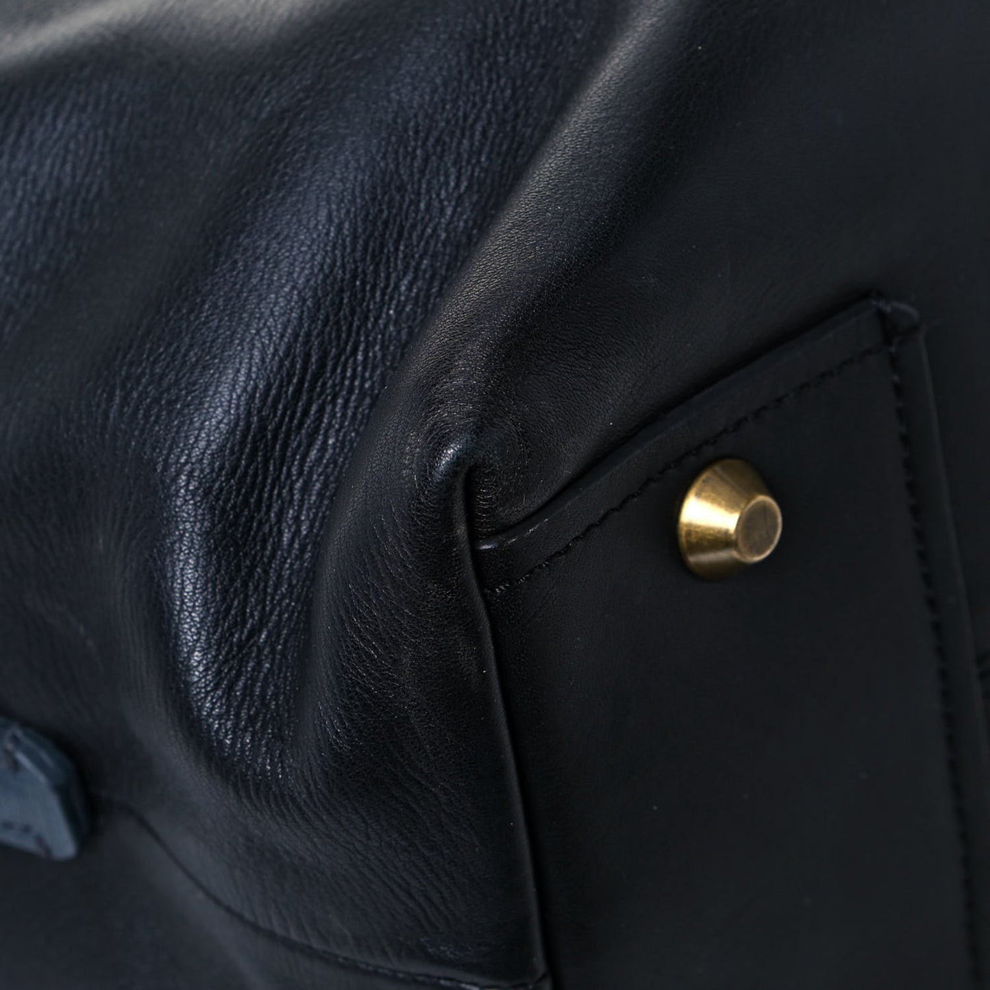 Calfskin Padam Bowling Bag Black
