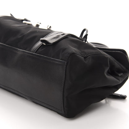 Prada Tessuto Nylon Vitello Foldover Pushlock Satchel Black 7 of 11