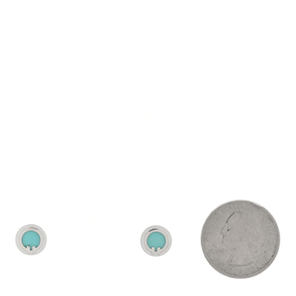 Tiffany 18K White Gold Turquoise T Circle Earrings 2 of 4