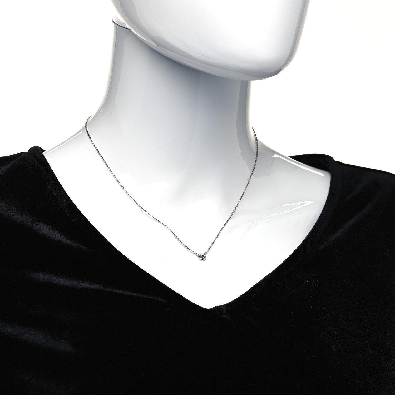 Tiffany Sterling Silver Aquamarine .06ct Elsa Peretti Color by the Yard Pendant Necklace 10 of 10