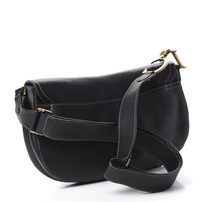 Christian Dior Grained Calfskin Double Saddle Bag Black 3 of 10