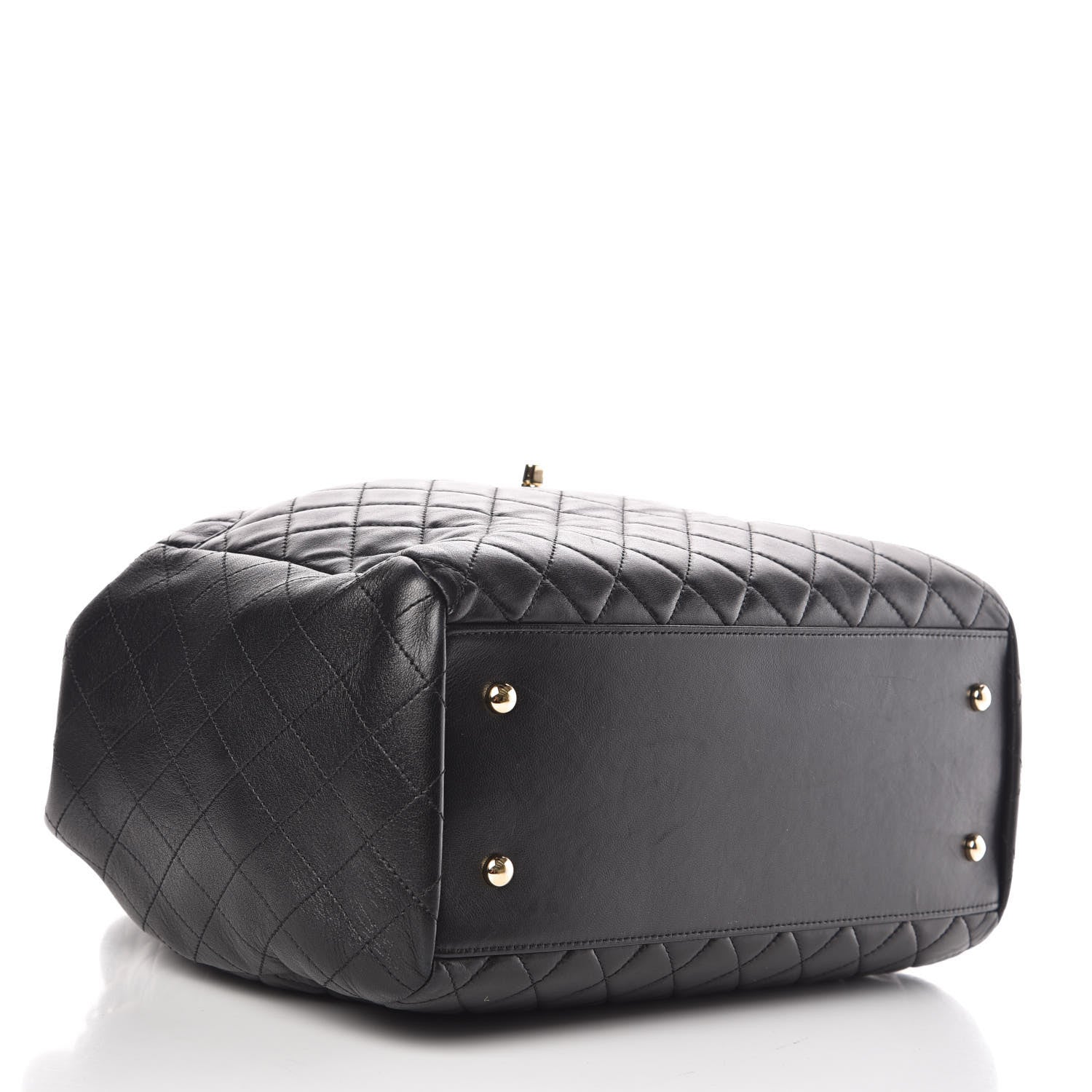 Chanel Lambskin Quilted Large Drawstring Bag Black 4 of 10