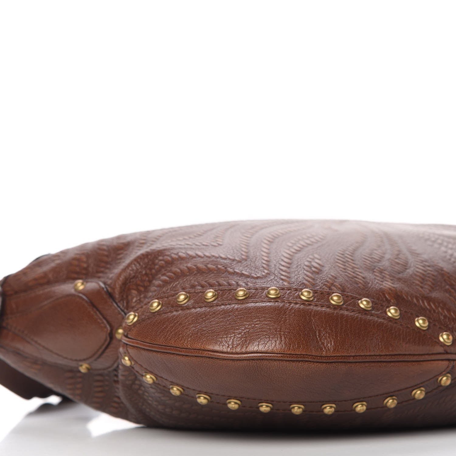 Gucci Calfskin Embossed Studded Pelham Messenger Bag Dark Brown 6 of 13