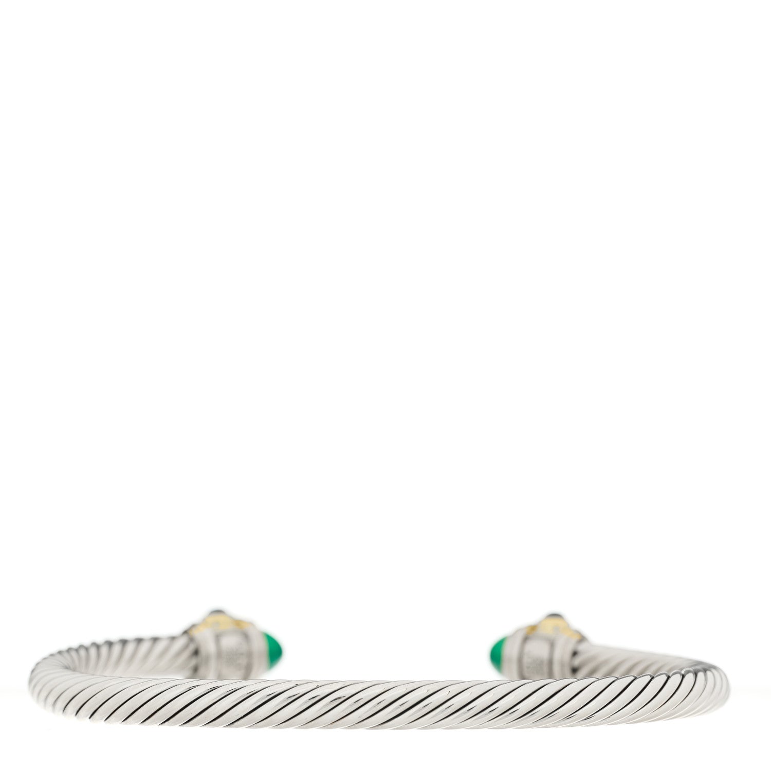 David Yurman Sterling Silver 14K Yellow Gold Green Onyx Chrome Diopside Hampton Blue Topaz 5mm Cable Renaissance Bracelet 2 of 3