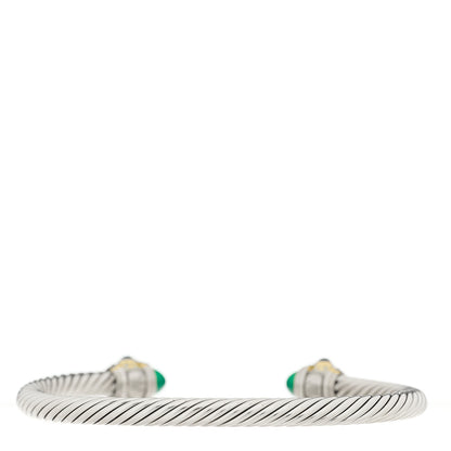 David Yurman Sterling Silver 14K Yellow Gold Green Onyx Chrome Diopside Hampton Blue Topaz 5mm Cable Renaissance Bracelet 2 of 3
