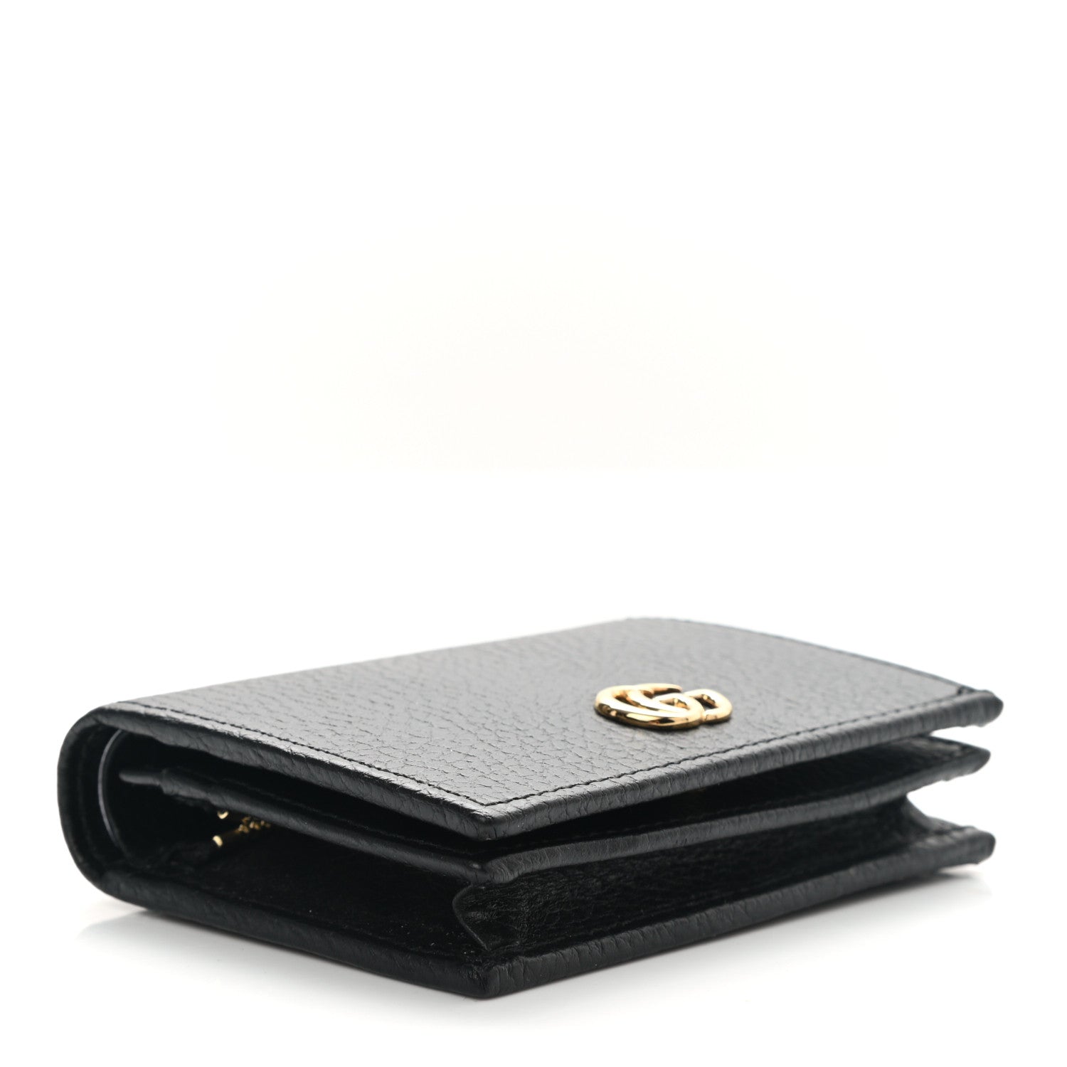 Gucci Pebbled Calfskin GG Marmont Card Case Black 4 of 9