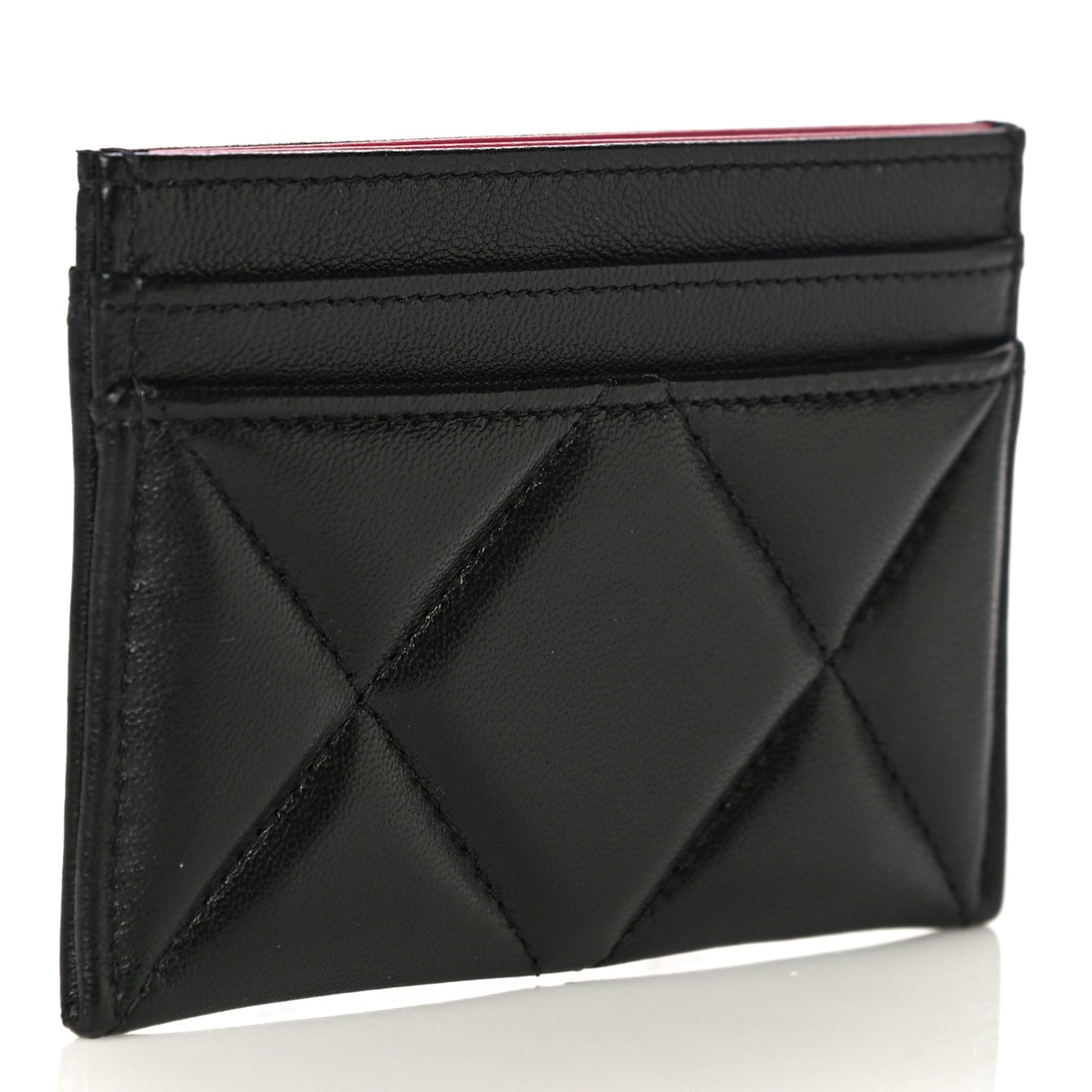 Lambskin Quilted Chanel 19 Card Holder Black