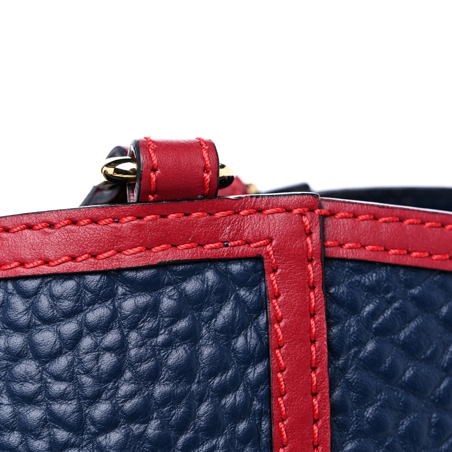 Grain Calfskin Small Canterbury Tote Parade Blue Carbon Red