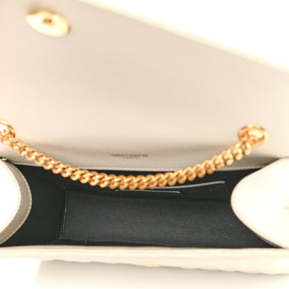 Saint Laurent Grain De Poudre Textured Mixed Matelasse Triquilt Small Monogram Satchel Crema Soft 5 of 10