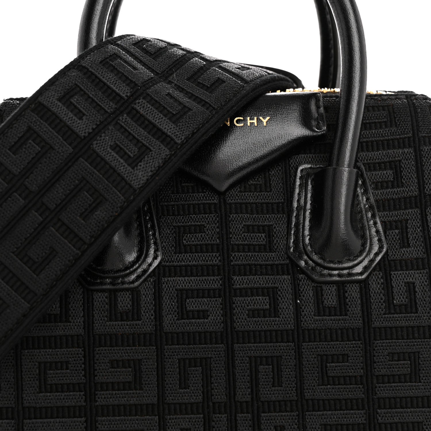 Givenchy Canvas Jacquard Embroidered Calfskin 4G Mini Antigona Black 8 of 10