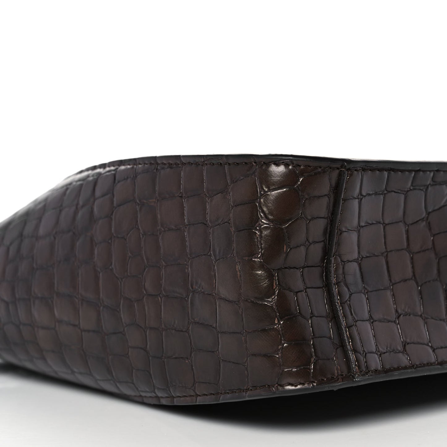 Crocodile Embossed Studded Logo Mini Crossbody Mahogany